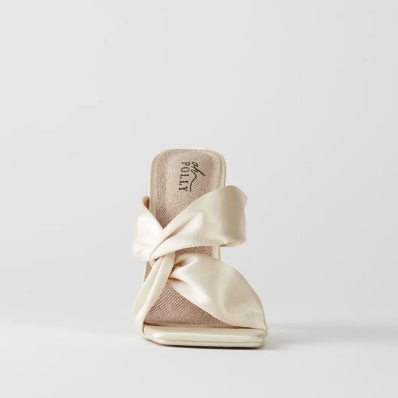 OH POLLY Satin Mule Heels in Ivory (BRAND NEW) - Picture 1 of 3
